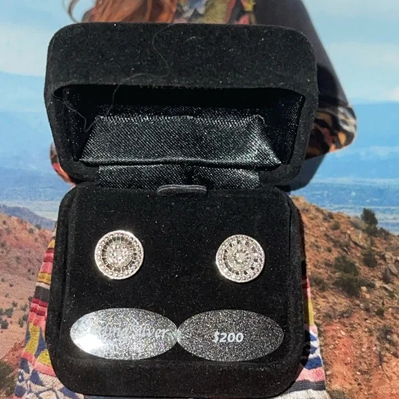 Diamond Multi-Halo Stud Earrings 1/10 ct t.w. In Sterling Silver - Picture 6 of 6